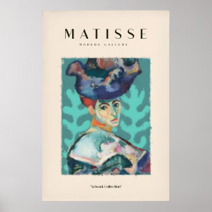 Matisse konsttryck - Kvinna stor hatt porträtt tea Poster