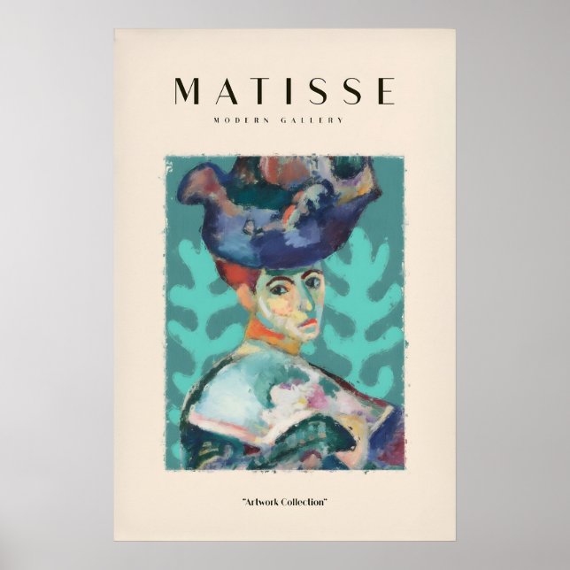 Matisse konsttryck - Kvinna stor hatt porträtt tea Poster (Framsidan)