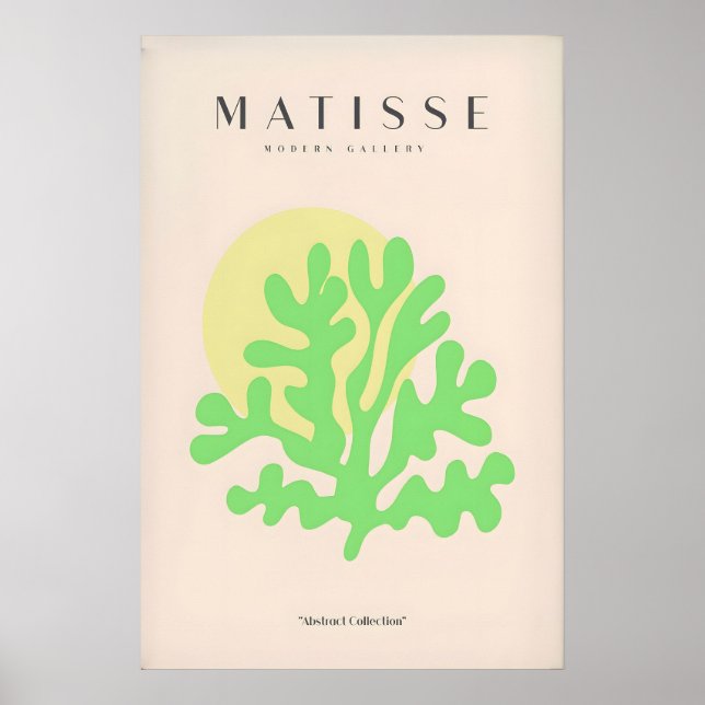 Matisse konsttryck - Limegrön korall abstrakt sol Poster (Framsidan)