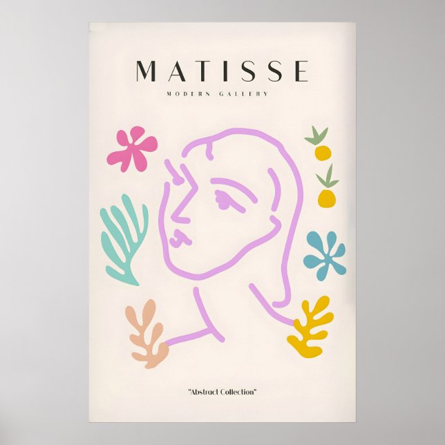 Matisse konsttryck - Linjekonst Ansikte Abstrakt Poster (Framsidan)