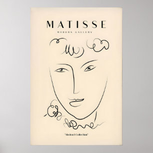 Matisse konsttryck - Linjekonst Ansikte Lockigt hå Poster