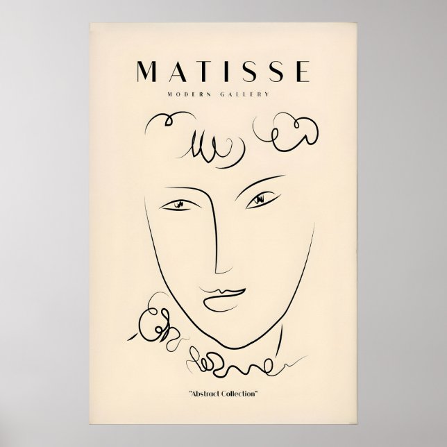 Matisse konsttryck - Linjekonst Ansikte Lockigt hå Poster (Framsidan)