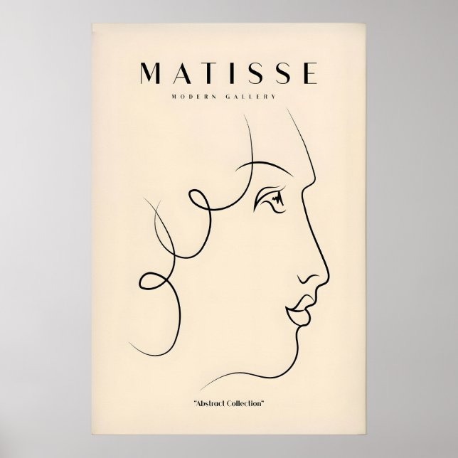 Matisse konsttryck - Linjekonst av en damprofil Poster (Framsidan)