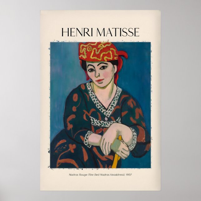 Matisse konsttryck - Madras Rouge röd huvudbonad90 Poster (Framsidan)