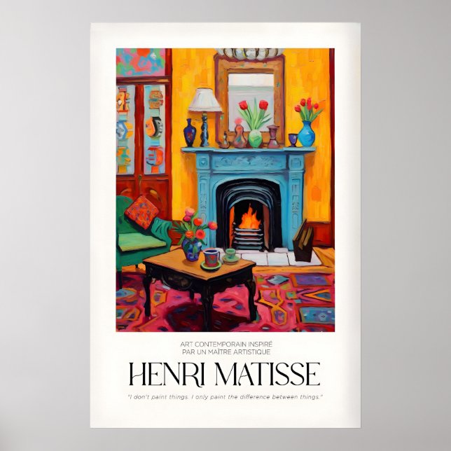 Matisse konsttryck - Mysigt interiör med öppen spi Poster (Framsidan)