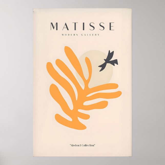 Matisse konsttryck - Orange Leaf Fågel Silhuett Poster (Framsidan)