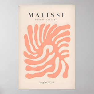 Matisse konsttryck - Peach Coral Swirl Abstrakt Poster
