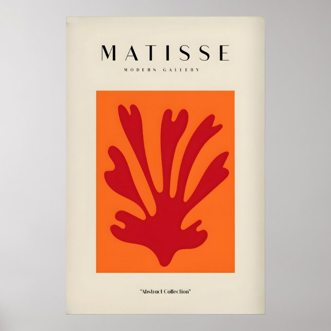 Matisse konsttryck - Rött blad abstrakt orange Poster (Framsidan)
