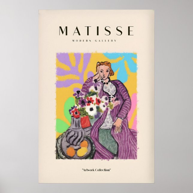 Matisse konsttryck - Stilisert kvinna med blommor Poster (Framsidan)