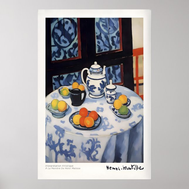 Matisse konsttryck - Stilleben Blå bordsduk Poster (Framsidan)
