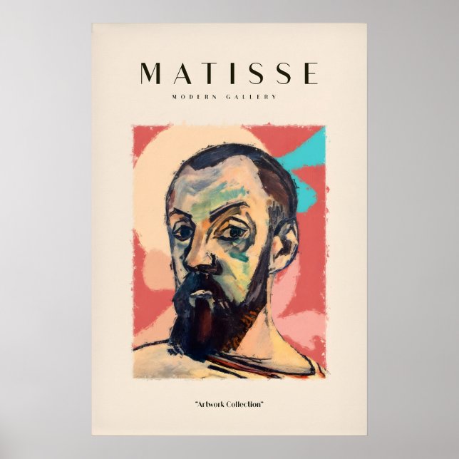 Matisse konsttryck - Uttrycksfull Självporträtt Poster (Framsidan)