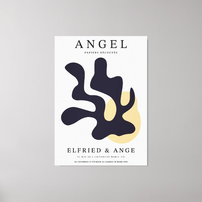 Matisse Leaf Abstract Organic Art Print Navy Canvastryck (Framsida)