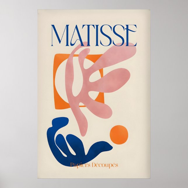 Matisse Papiers Découpés Rosa Blå Abstrakt Konst Poster (Framsidan)
