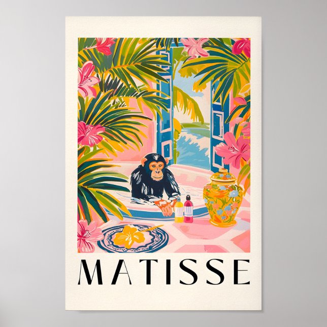 Matisse Print, chimpanzee in Bathtub Funny Poster, Poster (Framsidan)