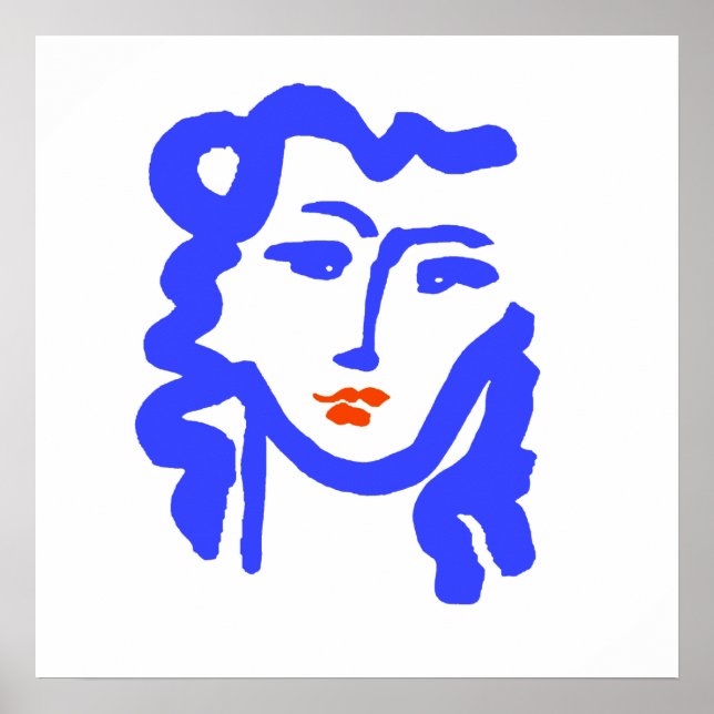 Matisse Stil Blue Ansikte Girl Poster (Framsidan)
