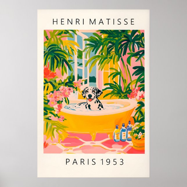 Matisse stil dalmatiner badkar tryck rolig badrum (Framsidan)