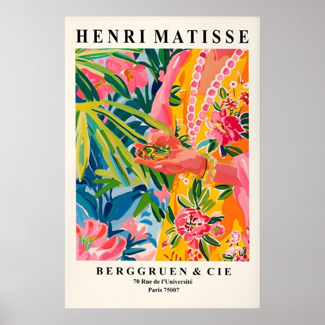 Matisse Stil Groda Tryck Rosa Tropisk Maximalist (Framsidan)
