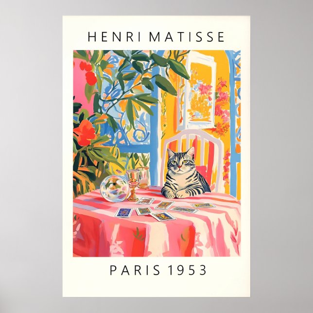 Matisse Stil Katt Tarot Tryck Rosa Dopamin (Framsidan)
