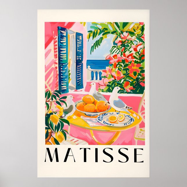 Matisse Stil Mås Konsttryck Mid-Century Modern Poster (Framsidan)