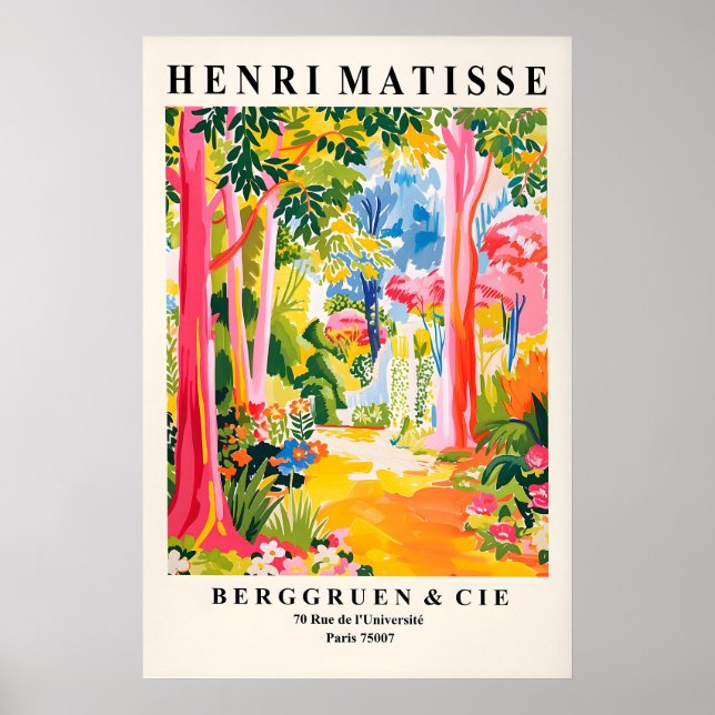 Matisse stil tropisk skogs konsttryck rosa poster (Framsidan)