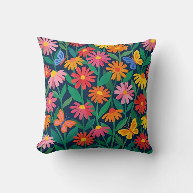 Matisse‑stilat Daisy & Butterfly Kuddöverdrag Kudde (Framsida)