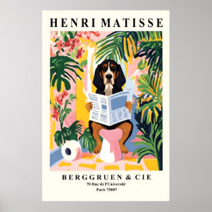 Matisse Style Coonhound Tryck Rolig Hund på Toalet