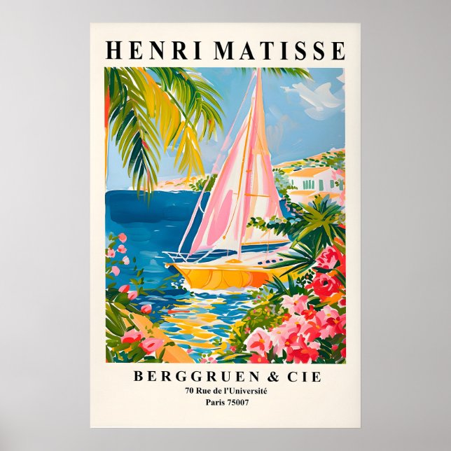 Matisse Style Sailing Boat Art Print Beachy Summer Poster (Framsidan)