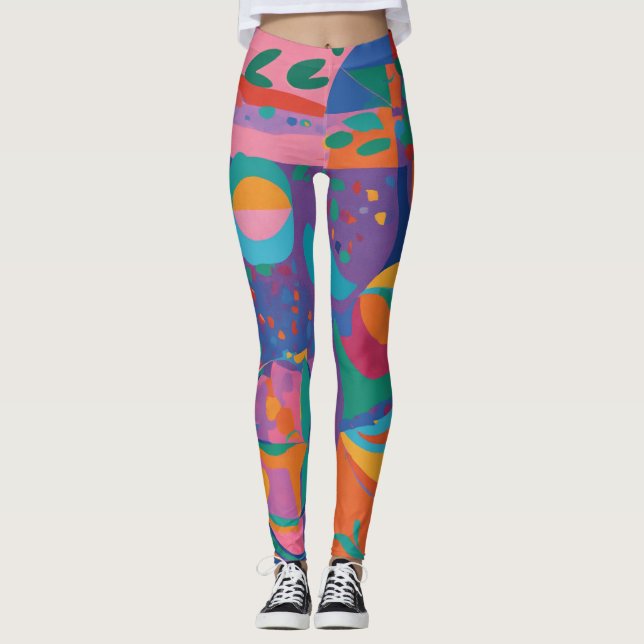 Matissinspired Abstrakt Art Leggings (Framsida)