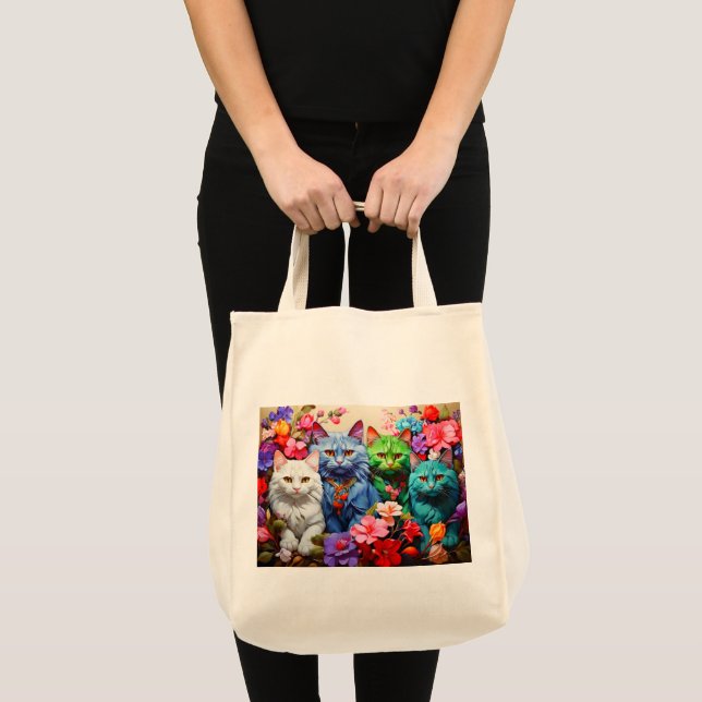 Matkåkse med kattillustration tygkasse (Framsida (produkt))