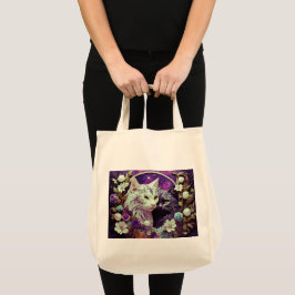 Matkasse med kattillustration tygkasse