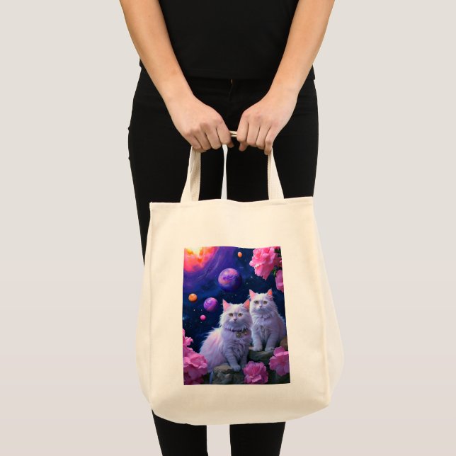 Matkväskan med kattillustration tygkasse (Framsida (produkt))