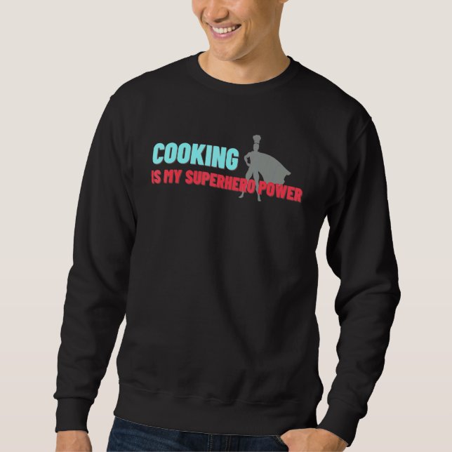 Matlagning är min superhjälte Power Chef Cook Gril Lång Ärmad Tröja (Framsida)