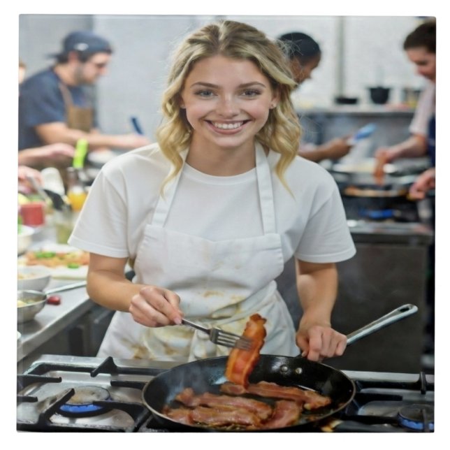 Matlagning Bacon Foto Anpassa Kakelplatta (Framsidan)