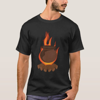 Matlagning i lerkärl på träeld t shirt