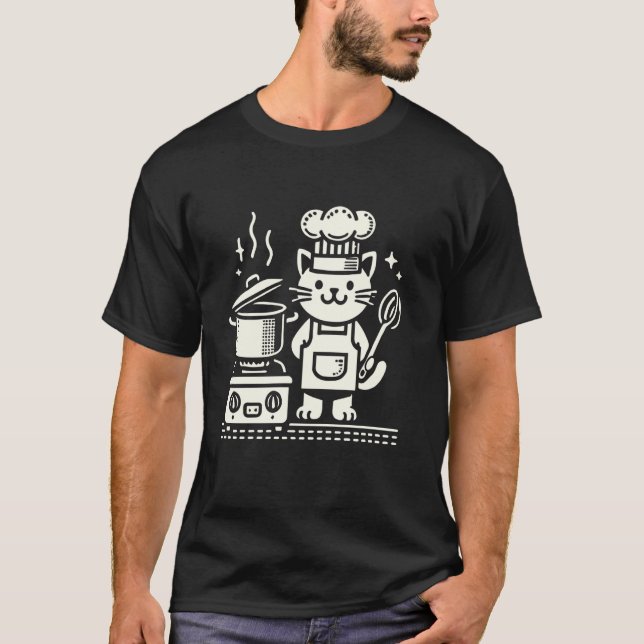 Matlagning Kulinarisk Konst Mat Kock Katt T Shirt (Framsida)