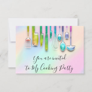 Matlagning Party Kökschef Restaurang Holografi Inbjudningar