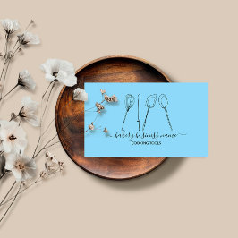 Matlagning redskap bageri hemmagjord mat blå visitkort