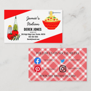 matlagningsklass catering italiensk spaghetti-rast visitkort