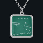 matlärare algebra geek silverpläterat halsband<br><div class="desc">"matchelärare algebra geek""back to school" "geeky bröllop "" geek bröllop " "nerd bröllop "" nerdy bröllop ""hipster bröllop ""lustig bröllop" "grönt geek ""grönt nerd""retro bröllop "geek nerd nerd nerdy hipster art teckning retro gag födelsedagspresent med minimalistisk grönt vit krita Kattlektor mathlete geeky-skolan</div>