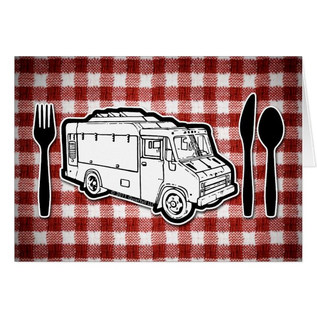 Matlastbilen pläterar & Utensils Hälsningskort (Framsidan Horizontal)