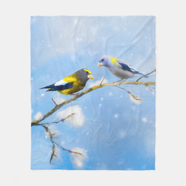 Matmålning av Grosbeak - Utmatning av originalkons Fleecefilt (Framsidan)