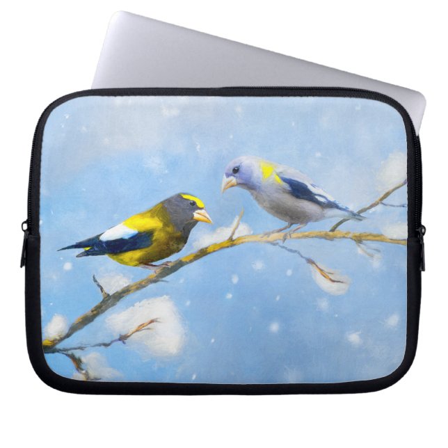 Matmålning av Grosbeak - Utmatning av originalkons Laptop Fodral (Framsidan)