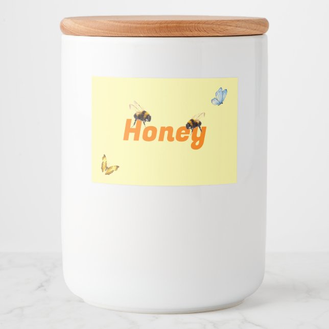 Matmärkesuppsättning för honung Burk Mat Etiketter (Framsida)