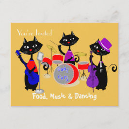 Matmusik och danskning av Coola Cats Party Inbjudningar