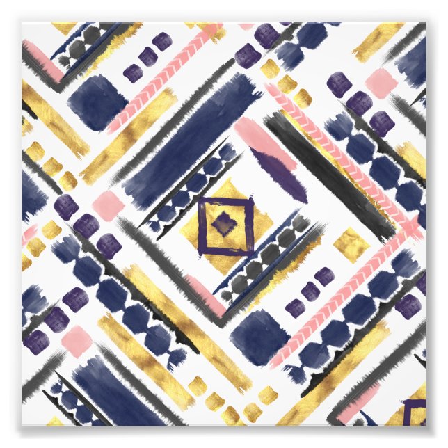 Matningsgeometriska penseldrag för guld i stammar fototryck (Framsidan)