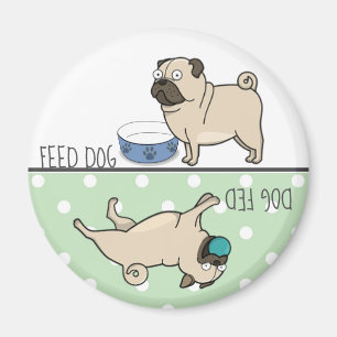 Matningshunden/hunden matade gullig mops magnet