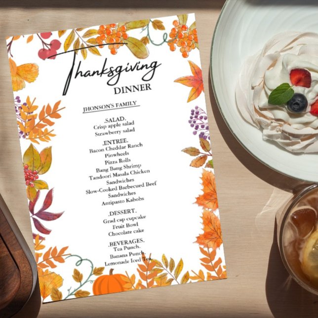 Matningsmeny för Thanksgiving med fallskärm Meny (Skapare uppladdad)