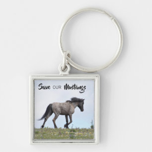 Mato ska's Determination (Spara our mustangs) - Fyrkantig Silverfärgad Nyckelring