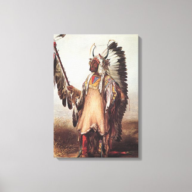 Mato-Tope, Mandan Chief Porträtt av Karl Bodmer Canvastryck (Framsida)