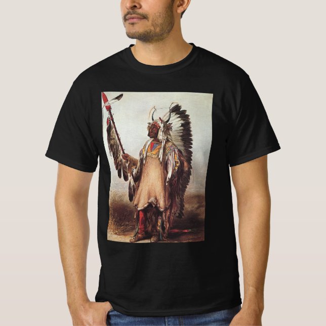 Mato-Tope, Mandan Chief Porträtt av Karl Bodmer Tee (Framsida)